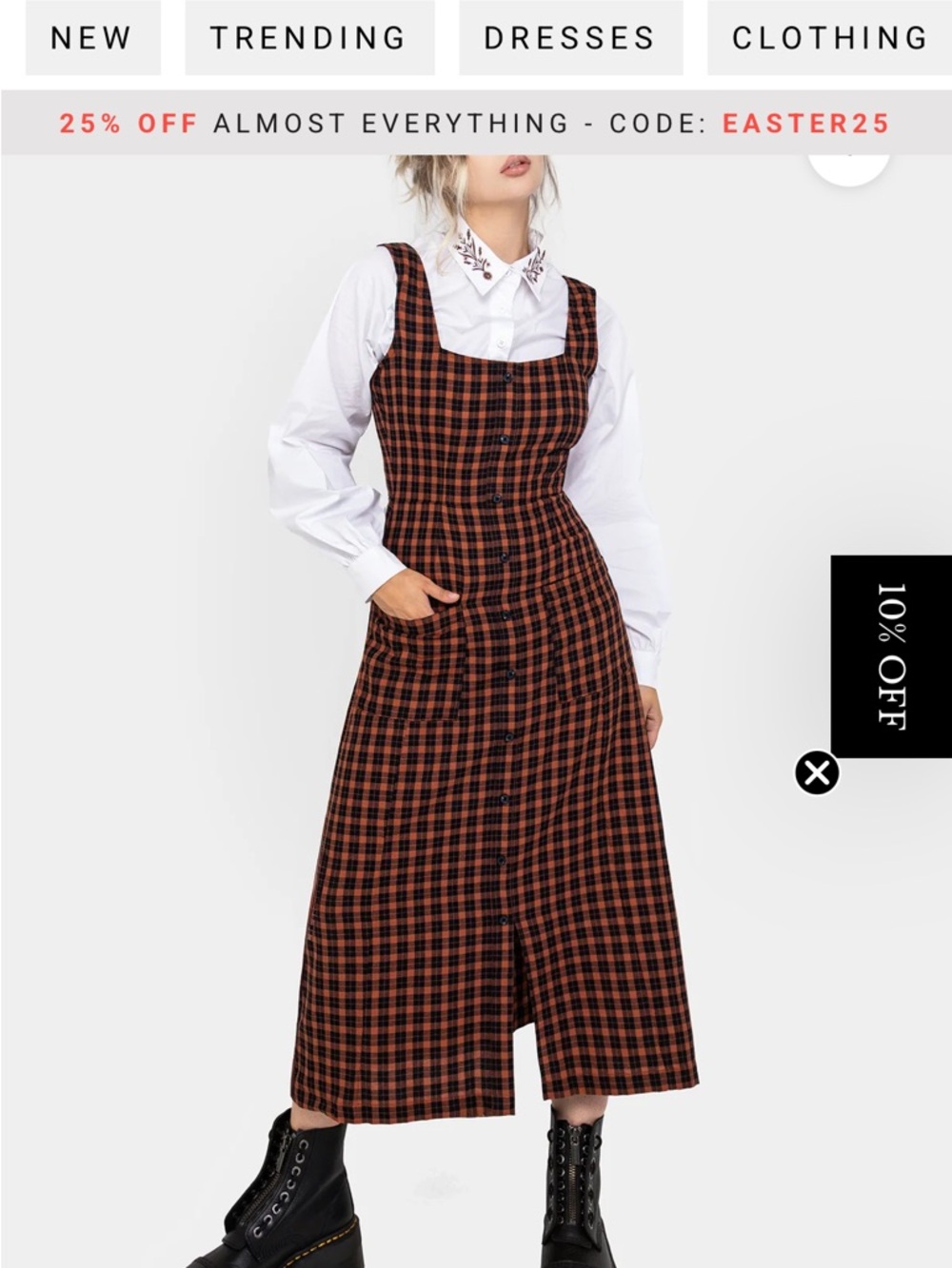 Disturbia Terra Check Button-Up Midaxi Dress